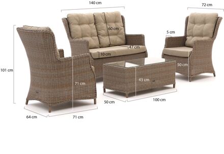 Intenso Milano stoel-bank loungeset 4-zits 4-delig - Laagste prijsgarantie! Taupe