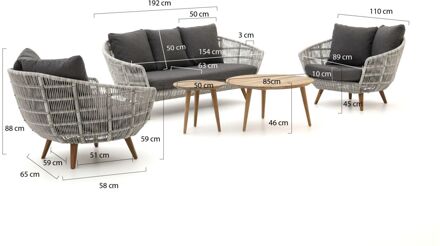 Intenso Stila/ROUGH-K stoel-bank loungeset 5-delig - Laagste prijsgarantie! Grijs