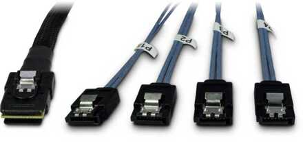 Inter Tech Inter-Tech SATA-kabels 4x SATA - 1x SFF-8087 Cross-Over Cable, 6 Gbit/s, 0.65m, Black
