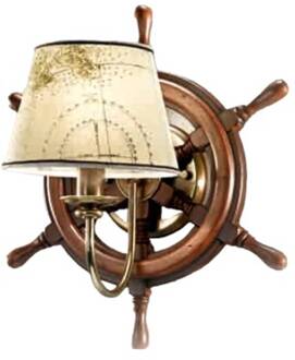 Interessant gevormde wandlamp Porto 1-lichts Gebronsd messing, bruin, crème