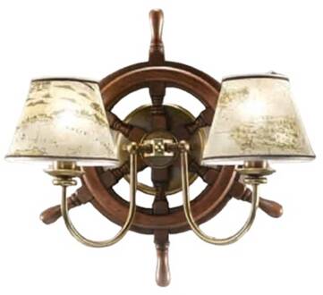 Interessant vormgegeven wandlamp Porto 2-lichts Gebronsd messing, bruin, crème