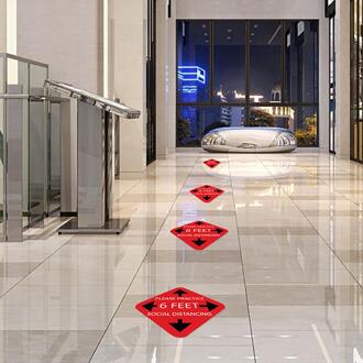 Interieur Vloer Lijm Figuur Met Sociale Afstand Marker "Houden Je Staande Afstand Hier" Floor Sticker Floor Decals