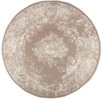 Interieur05 Rond Vintage Vloerkleed Keshan taupe|Bruin - 160 cm