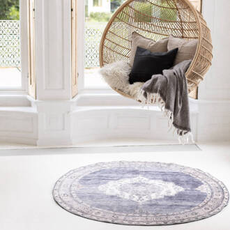 Interieur05 Vloerkleed Vintage Rond Blauw Senna 190cm