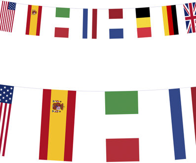 Internationale - landen vlaggen - slinger/vlaggenlijn - 15 meter - papier - Vlaggenlijnen Multikleur