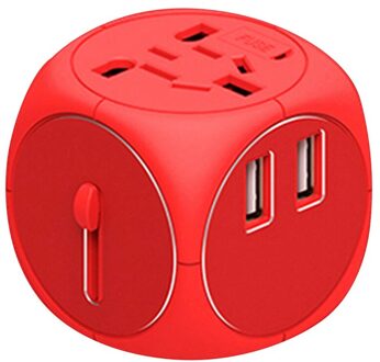 Internationale Reizen Adapter Multi Stopcontacten Universele Adapter Outlets Dual Usb Charger Us Plug rood