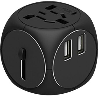 Internationale Reizen Adapter Multi Stopcontacten Universele Adapter Outlets Dual Usb Charger Us Plug zwart
