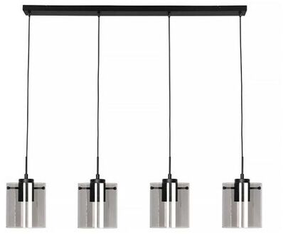 Interno Hanglamp Zwart & Smoke Glas 4 Lichts