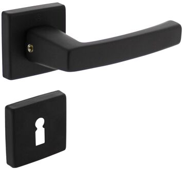 Intersteel Deurkruk Op Rozet Moora - Aluminium - Zwart Mat - Sleutelgat - Vierkant Rozet - 55x55x10 Mm