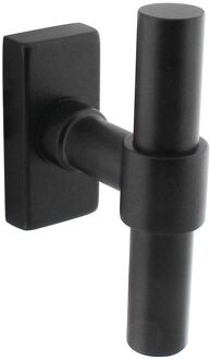 Intersteel Raamkruk T-vorm recht op rechthoekige rozet zwart