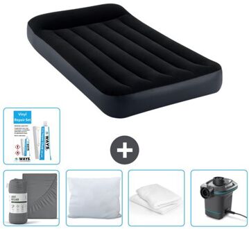 Intex Luchtbed - 1-persoons - 99 X 191 X 25 Cm - Donkerblauw - Inclusief Accessoires Cb10