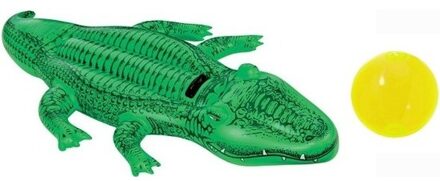 Intex Opblaas krokodil Intex 168 cm groen met gratis gele strandbal - opblaasspeelgoed