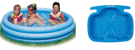 Intex Opblaasbaar kinder zwembad 147 cm met voetenbadje Blauw