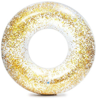 Intex opblaasbare gouden glitter zwemband/zwemring transparant 107 cm Goudkleurig