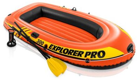 Intex opblaasboot Explorer Pro 300 set 244 x 117 x 36 cm Oranje