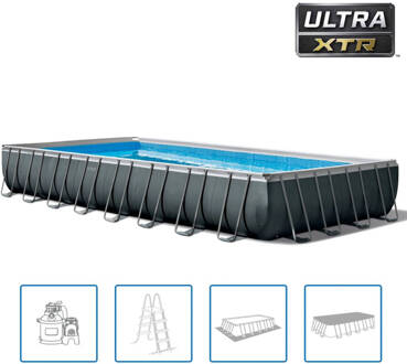 Intex opzetzwembad met accessoires Ultra XTR frame 975 x 488 x 132 cm antraciet