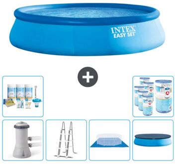 Intex Rond Opblaasbaar Easy Set Zwembad - 457 X 107 Cm - Blauw - Inclusief Accessoires Cb41