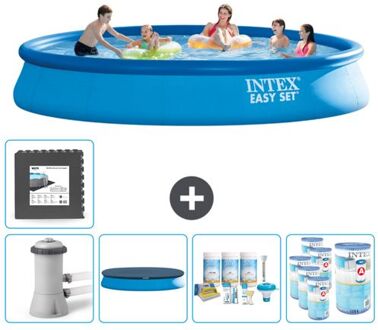Intex Rond Opblaasbaar Easy Set Zwembad - 457 X 84 Cm - Blauw - Inclusief Accessoires Cb17