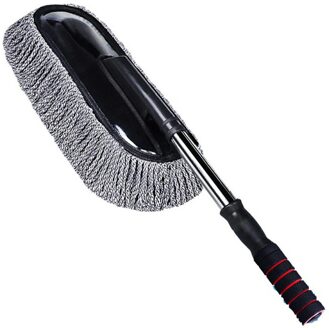 Intrekbare Auto Borstel Mop Auto Stofafscheider Multifunctionele Auto Wassen Borstel Microfiber Stof Mop zwart