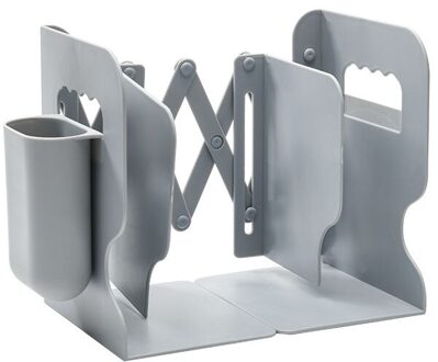 Intrekbare Boekensteunen Voor Planken Boek Ondersteuning Stand Verstelbare Boekenplank Met Pen Holder Desk Organizer Office Accessoires grijs