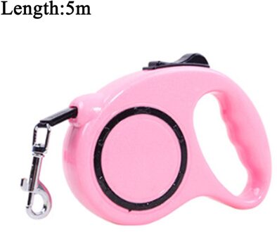 Intrekbare Hondenriem Automatische Flexibele Hond Puppy Kat Trekkabel Riem/5M Hondenlijn Voor Kleine Middelgrote Honden huisdier Producten roze 5m