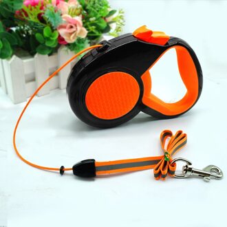 Intrekbare Hondenriem Automatische Verlenging Nylon Puppy Pet Dog Walking Running Hond Tractie 8M Lead 3M Riemen Leash touw 5M oranje / 8m