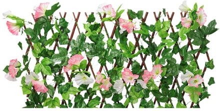 Intrekbare Kunstmatige Houten Hek Met Bloemen Privacy Hek Tuin Hedge Blad Netto Houten Home Restaurants Wanddecoratie F
