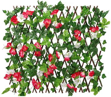 Intrekbare Kunstmatige Houten Hek Met Bloemen Privacy Hek Tuin Hedge Blad Netto Houten Home Restaurants Wanddecoratie