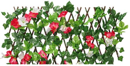 Intrekbare Kunstmatige Houten Hek Met Bloemen Privacy Hek Tuin Hedge Blad Netto Houten Home Restaurants Wanddecoratie