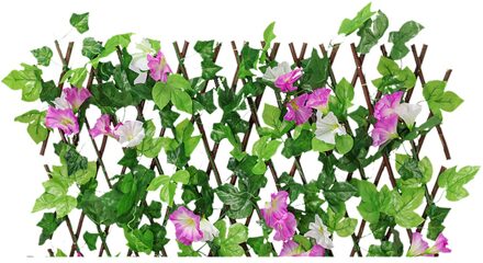 Intrekbare Kunstmatige Houten Hek Met Bloemen Privacy Hek Tuin Hedge Blad Netto Houten Home Restaurants Wanddecoratie