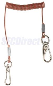 Intrekbare Opgerolde Vissen Lanyard Staaldraad Binnen Met Snap Clips Rood