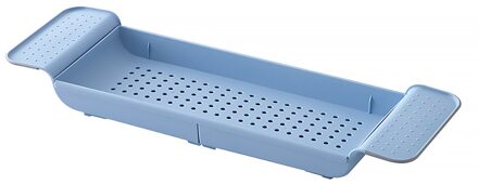 Intrekbare Plastic Plank Bad Opbergrek Badkamer Afvoer Rack Bad Lade Keuken Badkamer Organizer Opslag Accessoires blauw