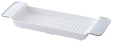 Intrekbare Plastic Plank Bad Opbergrek Badkamer Afvoer Rack Bad Lade Keuken Badkamer Organizer Opslag Accessoires wit