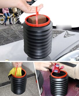 Intrekbare Vouwen Auto Prullenbak Vuilnisbak Auto Wassen Telescopische Emmer Opvouwbare Trash Organizer Vuilnis Houder Universal Black