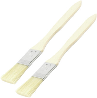 Invet kwastje/glaceer borstel van hout - 2x stuks - bak kwasten - voor in de keuken - bakken/braden