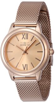 Invicta Angel 48251 Dames Horloge - Quartz Uurwerk - Roestvrij Staal met rosegouden Wijzerplaat - 30mm Roségoud