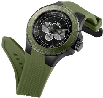 Invicta Aviator 39302 Heren Horloge - Quartz Uurwerk - Roestvrij Staal met zwarte Wijzerplaat - 50mm Grijs