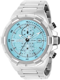 Invicta Aviator 49252 Heren Horloge - Quartz Uurwerk - Roestvrij Staal met blauwe Wijzerplaat - 50mm Zilver