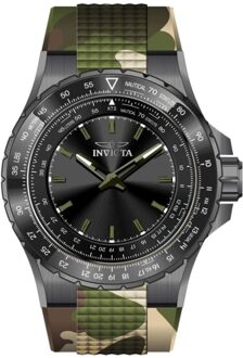 Invicta Aviator 49666 Heren Horloge - Quartz Uurwerk - Roestvrij Staal met zwarte Wijzerplaat - 50mm Grijs - One Size