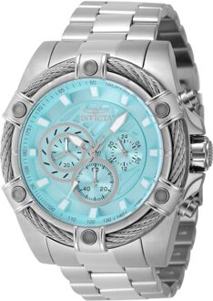 Invicta Bolt 48865 Heren Horloge - Quartz Uurwerk - Roestvrij Staal met blauwe Wijzerplaat - 52mm - maat Zilver