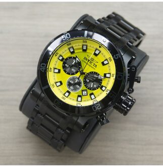 Invicta Coalition Forces 49229 Heren Horloge - Quartz Uurwerk - Roestvrij Staal met Gele Wijzerplaat - 52mm Zwart - One Size