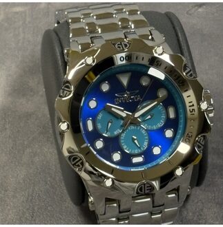 Invicta Fusion 49177 Heren Horloge - Quartz Uurwerk - Roestvrij Staal met blauwe Wijzerplaat - 51mm Zilver
