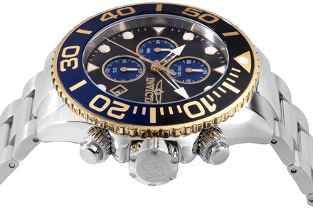 Invicta Grand Diver 48588 Heren Horloge - Quartz Uurwerk - Roestvrij Staal met zwarte Wijzerplaat - 52mm Zilver