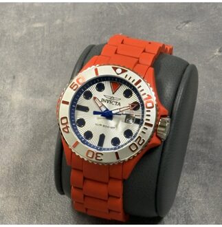 Invicta Grand Diver 49482 Heren Horloge - Quartz Uurwerk - Roestvrij Staal met zilveren Wijzerplaat - 46mm - maat Rood