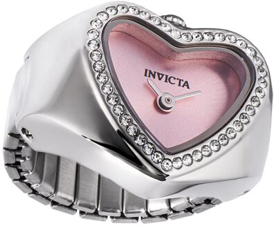 Invicta Mini 49571 Dames Horloge - Quartz Uurwerk - Roestvrij Staal met roze Wijzerplaat - 18mm - maat Zilver