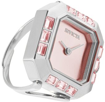 Invicta Mini 49581 Dames Horloge - Quartz Uurwerk - Roestvrij Staal met roze Wijzerplaat - 21mm - maat Zilver