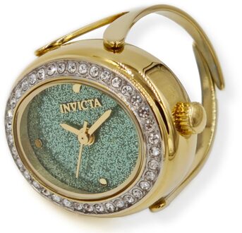 Invicta Mini 49602 Dames Horloge - Quartz Uurwerk - Roestvrij Staal met groene Wijzerplaat - 24mm - maat Goud