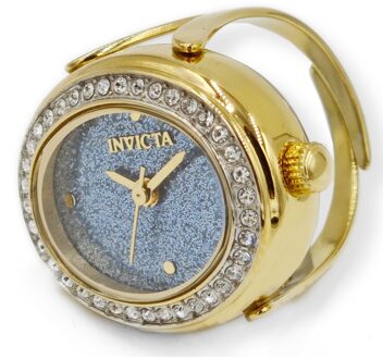Invicta Mini 49603 Dames Horloge - Quartz Uurwerk - Roestvrij Staal met blauwe Wijzerplaat - 24mm Goud - One Size