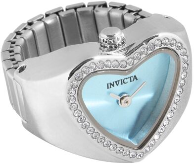 Invicta Mini Ring Watch 49573 Dames Horloge - Quartz Uurwerk - Roestvrij Staal met Blauwe Wijzerplaat - 18mm - maat