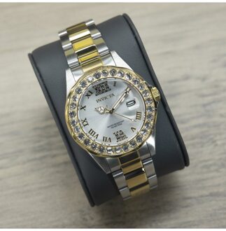 Invicta Pro Diver 20215 Dames Horloge - Quartz Uurwerk - Roestvrij Staal met zilveren Wijzerplaat - 38mm